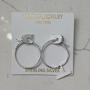 Cynthia Rowley Textured Sterling Silver Hoop Earrings nwt